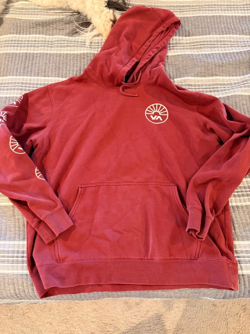 RVCA Men's XL Red Pullover Hoodie with VA Sun Logos